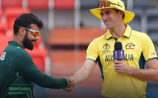 Shadab Khan and Pat Cummins